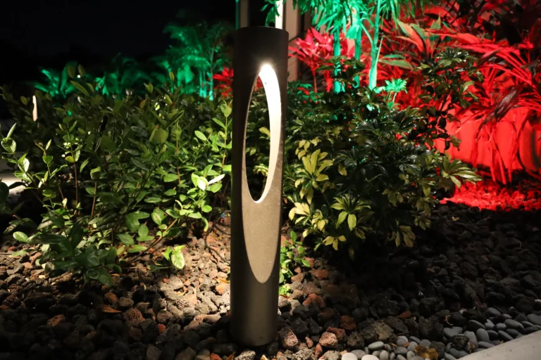 Path lights lining a walkway